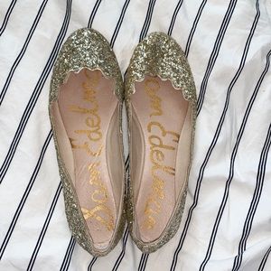 Gold Sparkly Sequin Sam Edelman Flats
